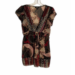 BCX Sheer Low V-Neck Top Size M